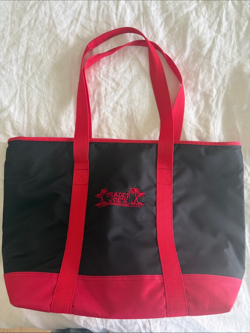 Trader Joe's Black and Red Insulated Tote Bag